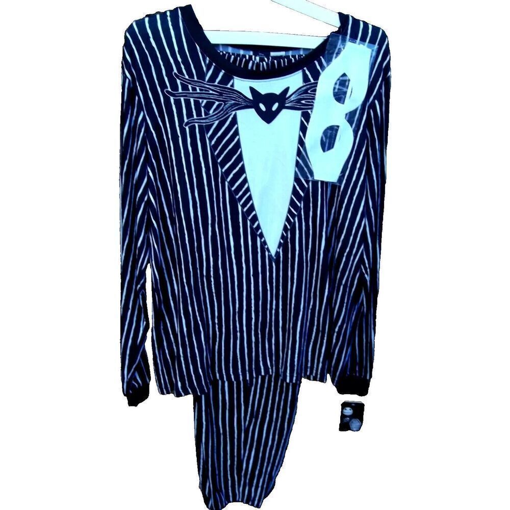 Nightmare Before Christmas Jack Skellington Pajamas Costume Adult M W/Mask